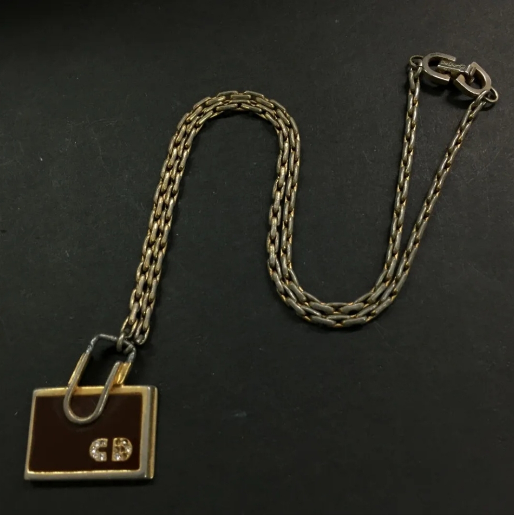 Color Golddetailsa Pre-Owned .Christian Dior Cd Logo Rhinestone Gold Tone P